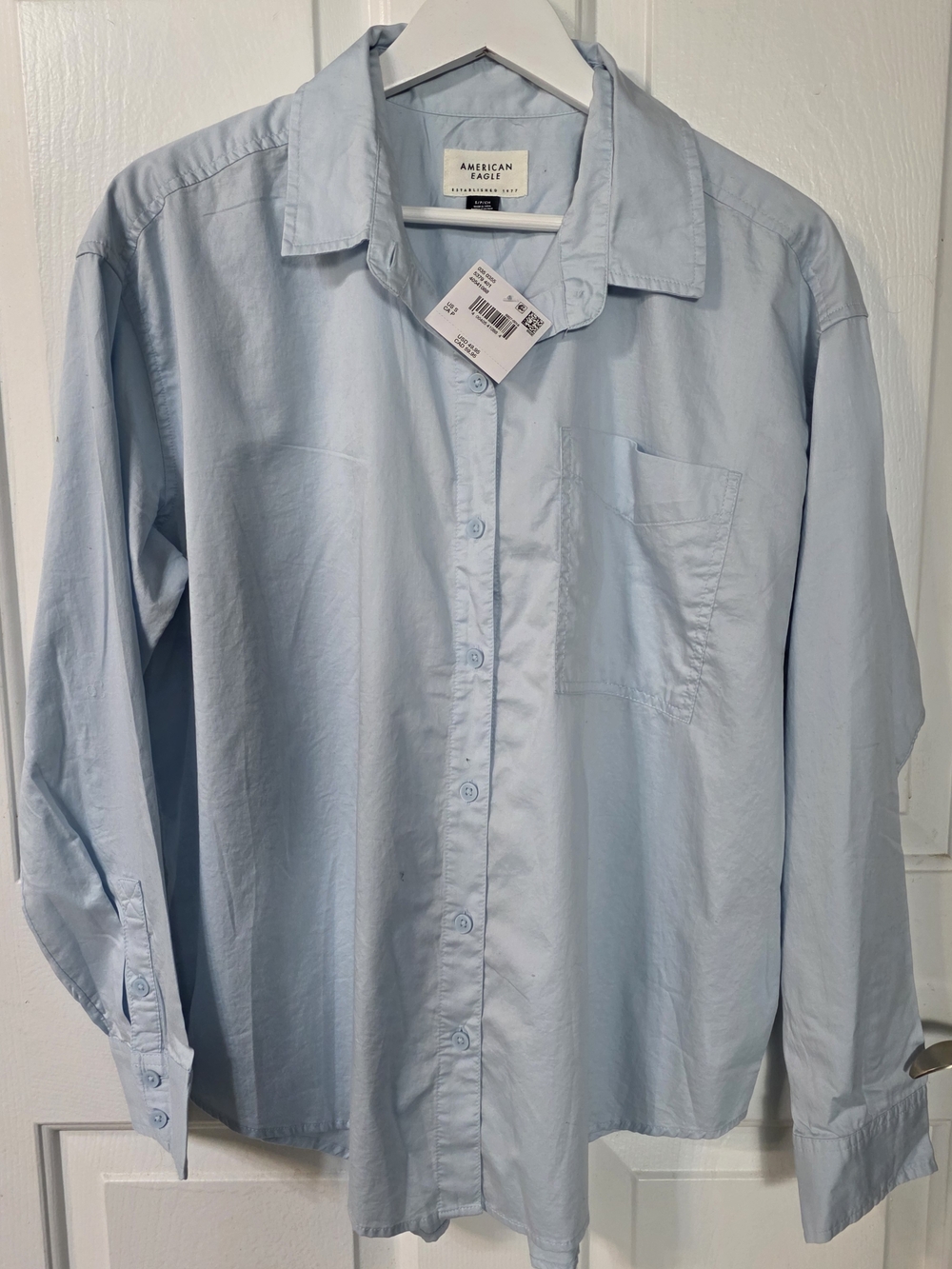 American Eagle Outfitters Light Blue Women's Button-Down Shirt
